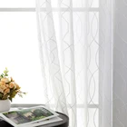 Белая Тюлевая занавеска CDIY с вышивкой для гостиной, Современная Геометрическая изогнутая занавеска из тонкой ткани для спальни, занавеска для штор, двери
