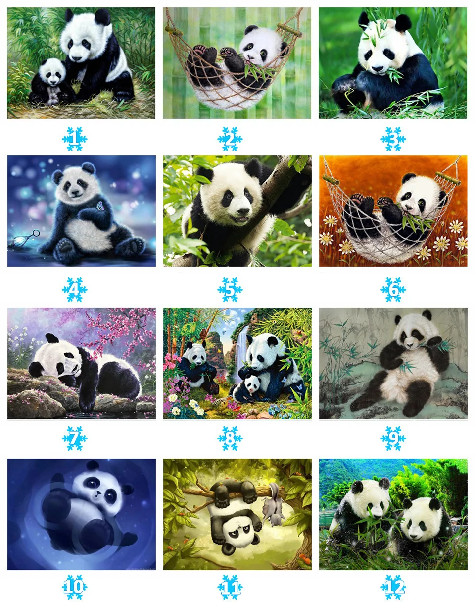 Huacan Diamond Embroidery Animal Full Square Picture Mosaic Rhinestone Home Decoration Diamond Painting Panda