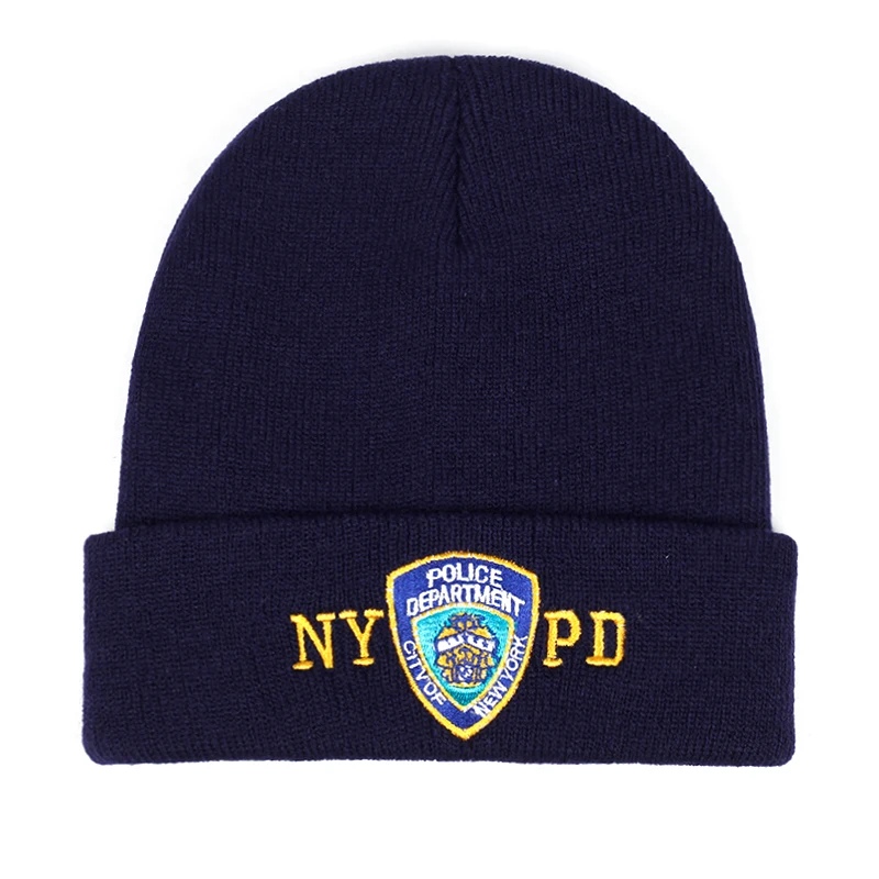 NYPD Police зимние теплые Skullies Beanies мужские толстые шапки бини мужская уличная спортивная шапочка в стиле кэжуал шапка двухслойная вязаная шапка
