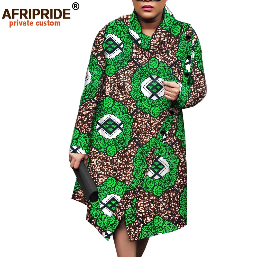 

Afripride индивидуальная куртка с Африканским принтом для женщин Длинные рукава до колена шаль воротник женское хлопковое пальто с пуговицами ...