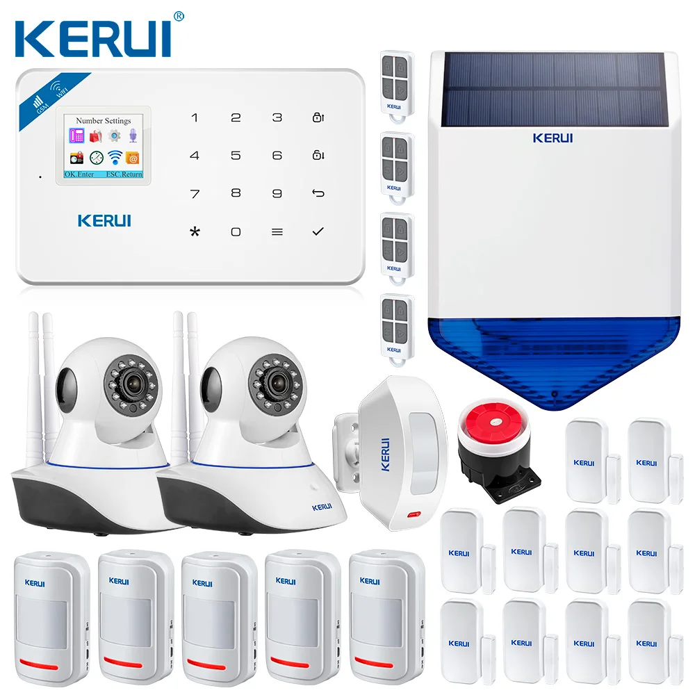 KERUI W18 wifi GSM SMS домашняя охранная сигнализация Занавес Датчик движения Беспроводная Солнечная Сирена ip-камера GSM сигнализация