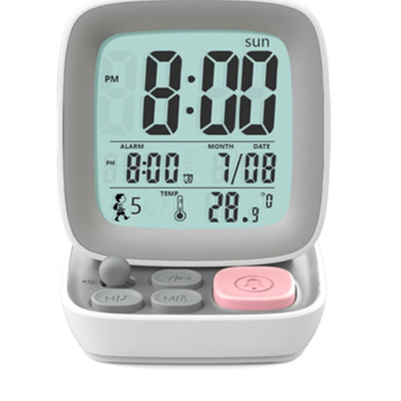 

Retro small computer alarm clock digital clock student desk clock with lamp electronic bedroom clock led clock