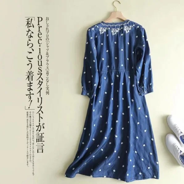 2021 в винтажном стиле Сезон осень богемное платье женское с v-образным воротом