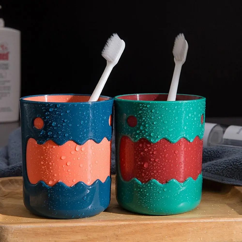 

Cute Cartoon Bathroom Tumblers Little Two-color Cup Mouth Cup Milk Juice Lemon Mug Coffee Tea Reusable Plastic Cup