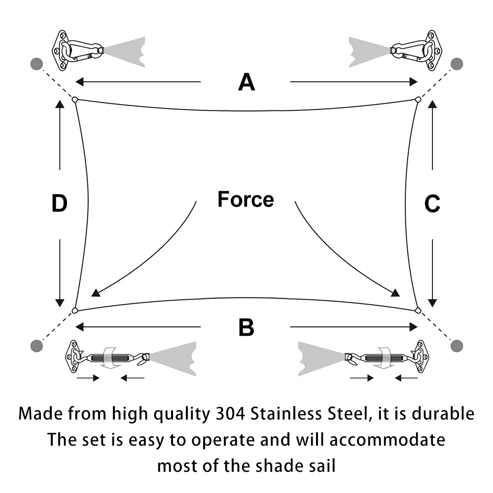 

Sun Shade Sail Canopy Accessory Stainless Steel Heavy Duty Awning Install Attachment for Home Garden Sunshade Fixing Accessories