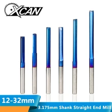 XCAN 10pcs 3.175 Shank Nano Blue Coated Straight End Mill 2 Flute Carbide Milling Cutter for Wood MDF Plastic CNC Engraving Bit XCAN 10pcs 3.175 Shank Nano Blue Coated Straight End Mill 2 Flute Carbide Milling Cutter for Wood MDF Plastic CNC Engraving Bit