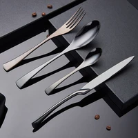 black tableware forks knives spoons stainless steel cutlery set reusable western black dinner set dinnerware sets dropshipping