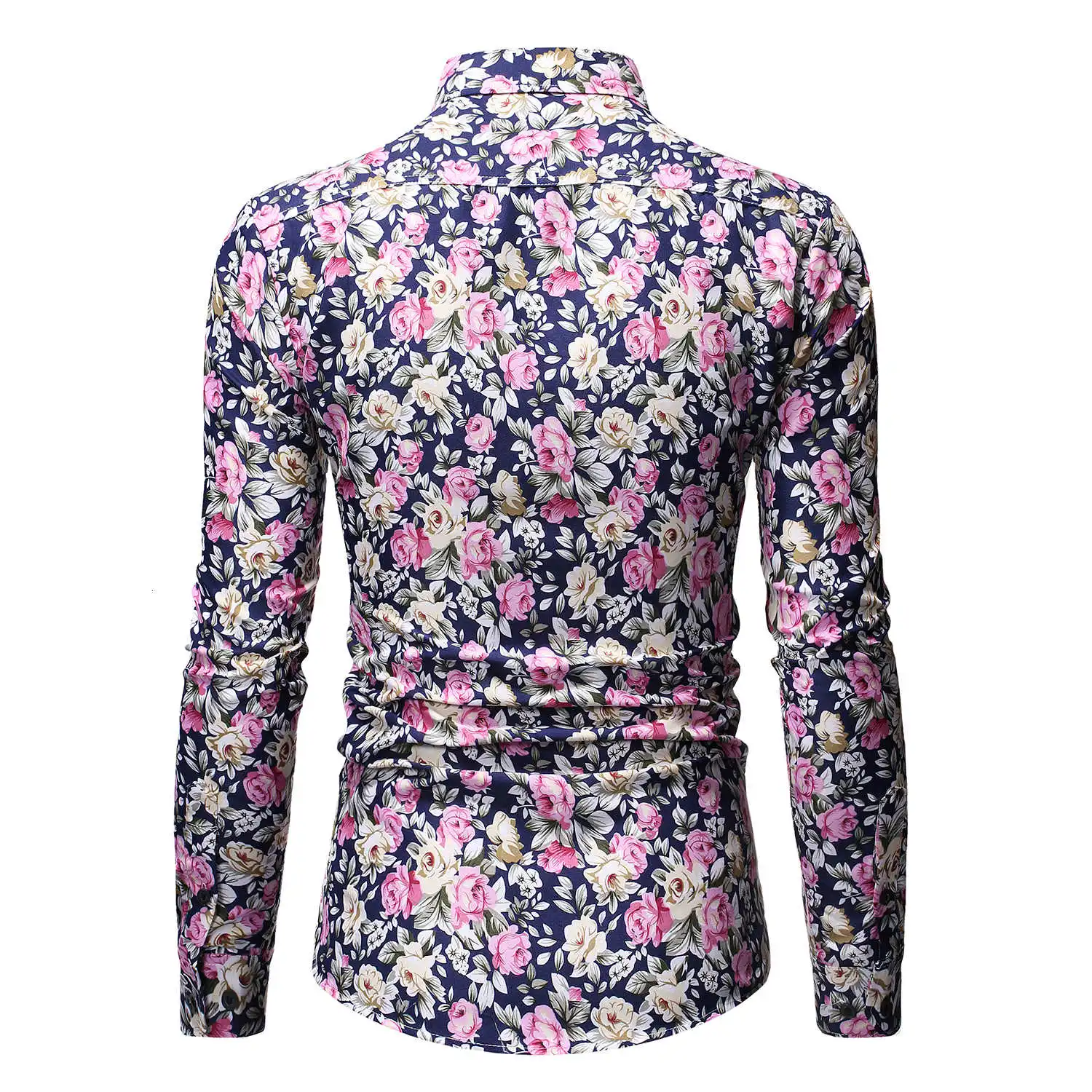 

2019 Autumn New Men's Floral Printed Shirts Male Slim Fit Long Sleeve Shirt Tops Men Printed Business Casual Shirt S-2XL