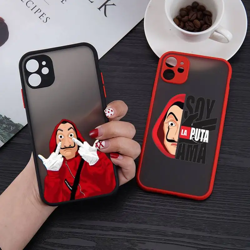 

La Casa De Papel Money Heist Phone Case For iPhone 13 12 11 Mini Pro XR XS Max 7 8 Plus X Matte transparent Back Cover