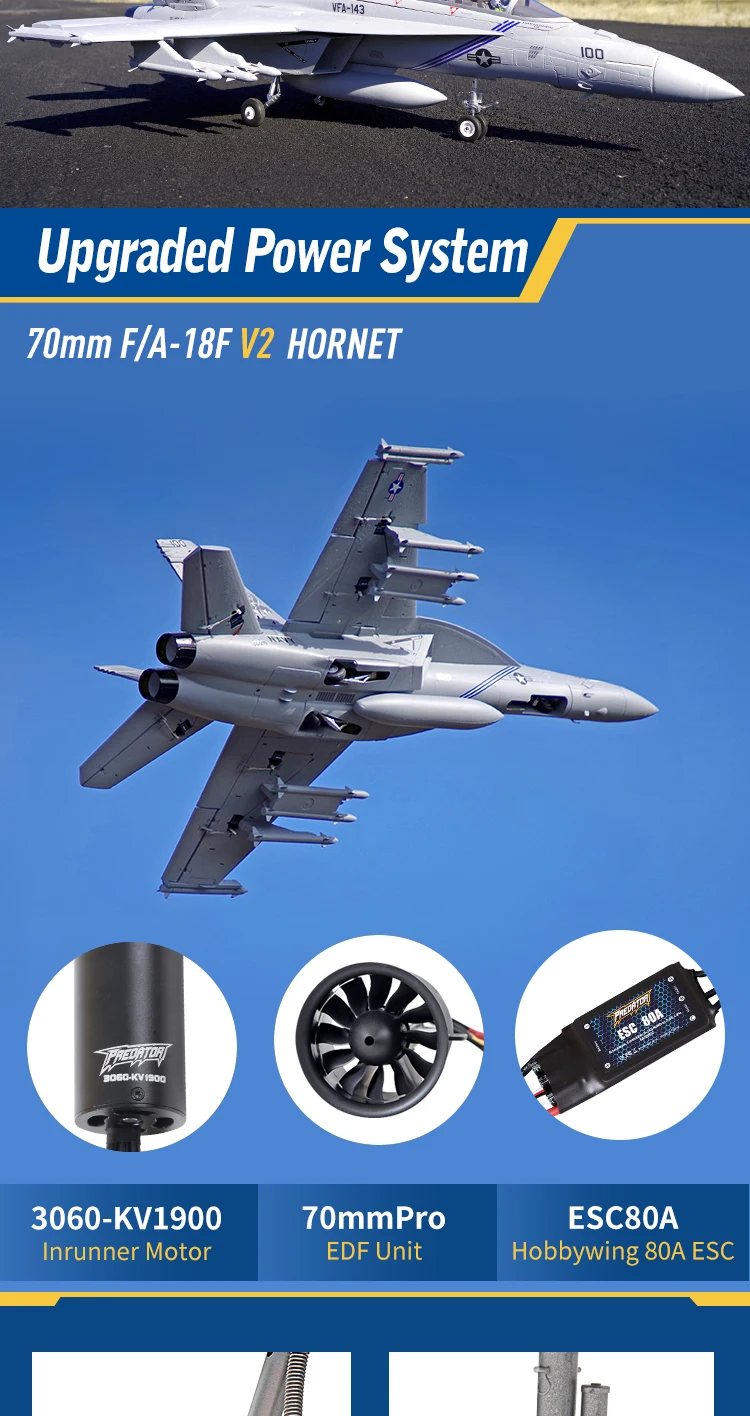 Радиоуправляемый самолет FMS F/A-18F F18 Super Hornet V2 70 мм воздуховод вентилятор EDF струйная шкала модель самолета PNP 6S 6CH с створками