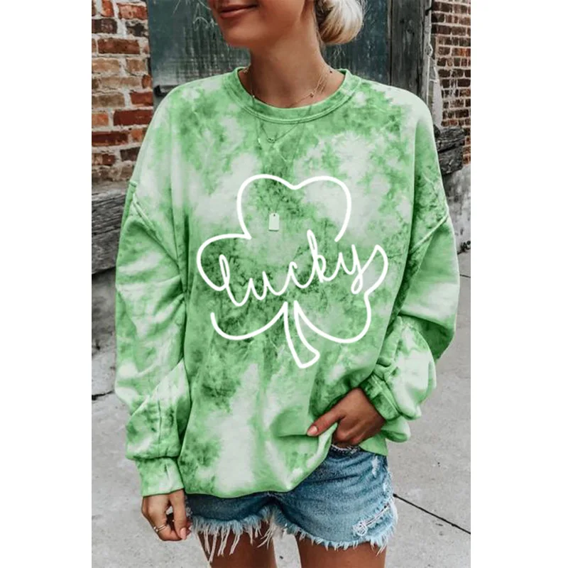 

Green Flower Print Loose Oversized Sweatshirt Women O Neck Long Sleeve Pullover Teens 2021 Spring New Streetwear Casual Clothes