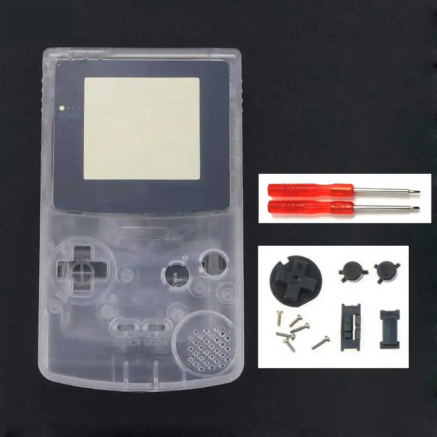 YuXi полный корпус оболочка Крышка запасная часть для nintendo для Gameboy цвет консоль GBC чехол с инструментами - Цвет: Clear
