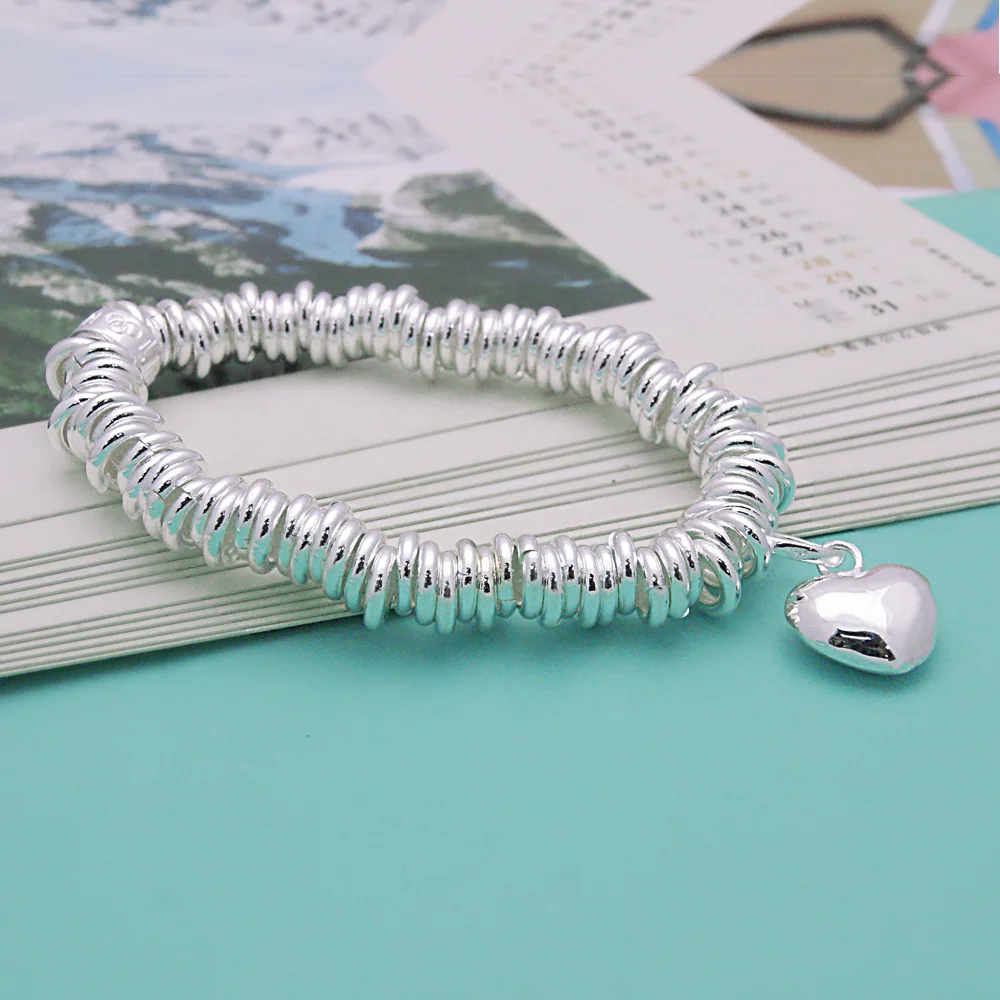 Fashion Elastic Bracelets for Women Boho Jewelry Geometric Solid 925 Sterling Silver Hand Chain Charm Bracelet Accessories | Украшения и