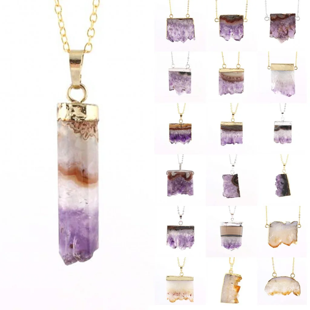 KFT натуральный лечебный Кристал кварц Подвеска неправильной формы аметистами