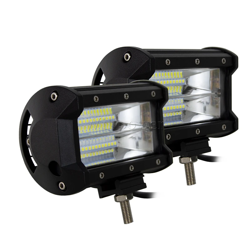 

2pcs UTV ATV 4x4 Truck 72W 5'' Dual Rows LED Light Bar 7D Offroad 4x4 SUV Car Light Flood Beam Fog Lamp LED Work Light Pods