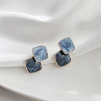 xiyanike blue coffee color enamel stud earrings trendy square alloy earrings 2021 for women gift fashion party jewelry brincos