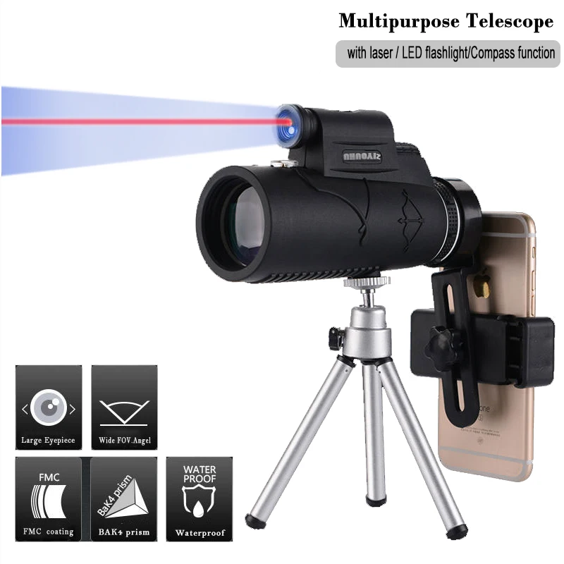 Многофункциональный Монокуляр BAK4 Prism HD 12X50 Zoom водонепроницаемый оптический