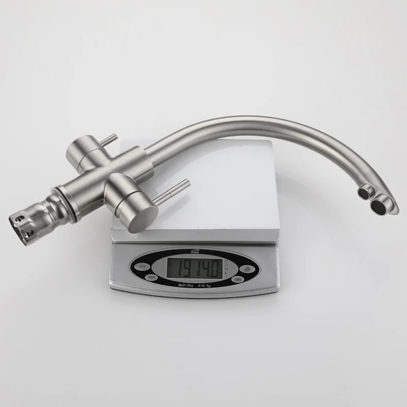 

Brushed Finish Deluxe 3-Way Kitchen Faucet for Reverse Osmosis System Lead Free Kitchen Faicet Mixer Tap for Hot and Cold Water