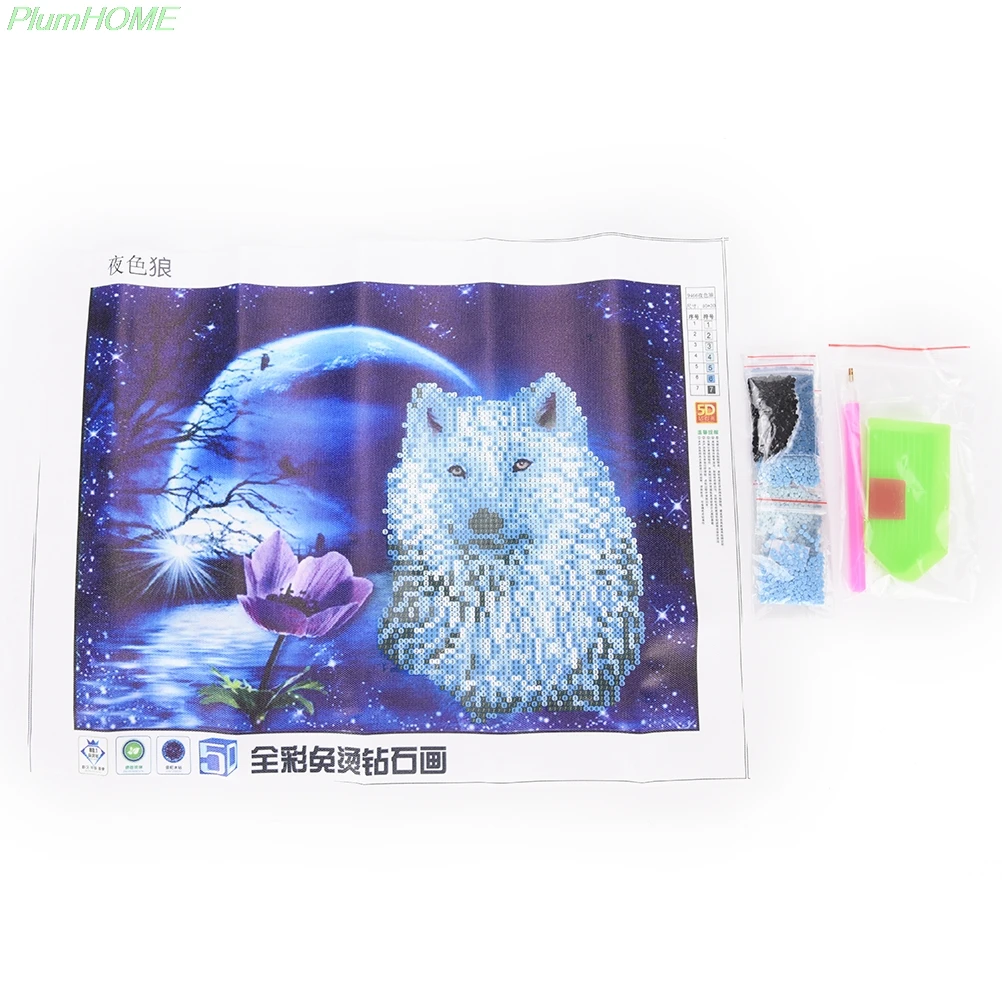 

1 Set Night Wolf Diamond Mosaic full Diamond Painting Cross Stitch Diamond Embroidery Animal Pattern Rhinestone Decoration