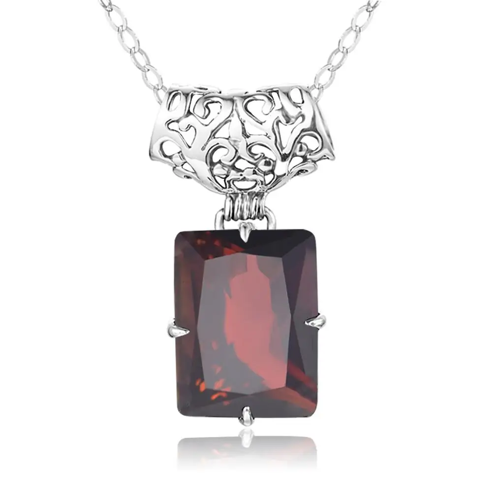 925 Серебряный кулон серебряное ожерелье для женщин создан Малиново гранат с