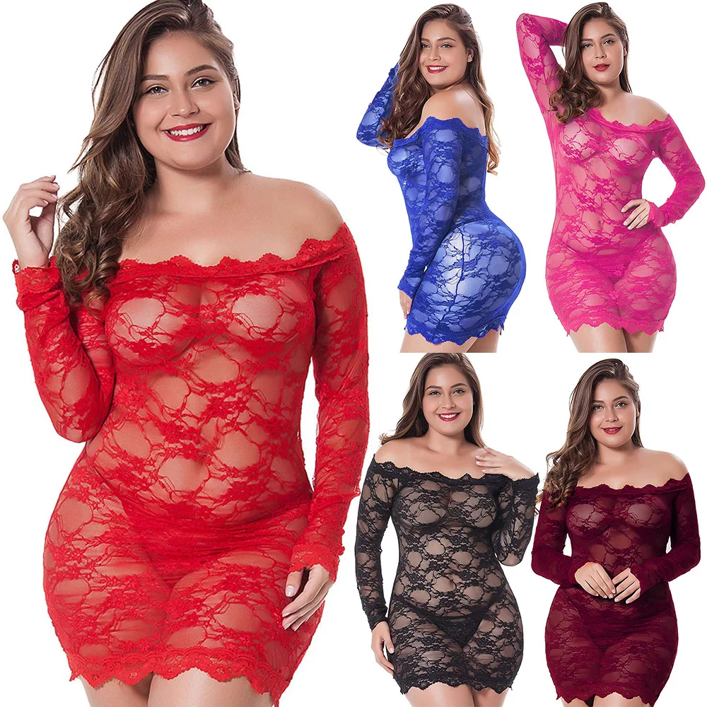 Женская кружевная Пижама с открытыми плечами и длинным рукавом | одежда