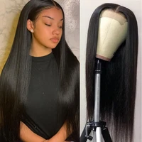wigmy bone straight lace closure human hair wig with baby hair 4x4 for black women brazilian glueless lace closure wig pre pluck
