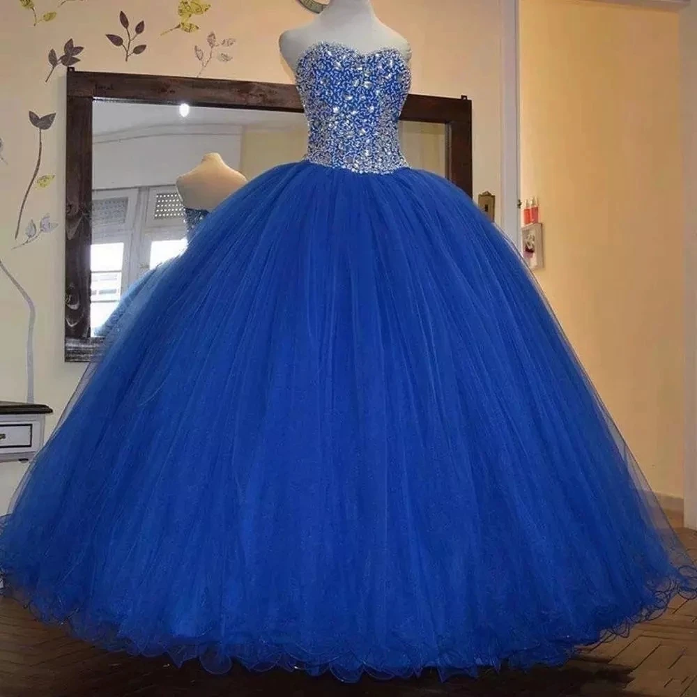 

Angelsbridep Sweetheart Ball Gown Quinceanera Dresses For 15 Party Sparkly Crystals Beads Tulle Princess Birthday Gown Undefined