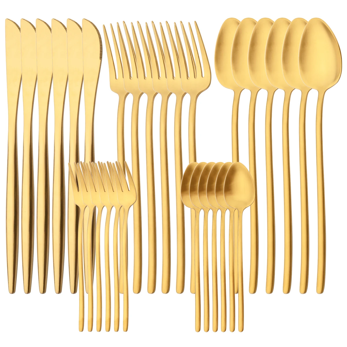 

Dinner Knife Cake Fork Tea Spoon Tableware Kitchen Flatware Silverware 30Pcs Gold Dinnerware Set 304 Stainless Steel Cutlery Set