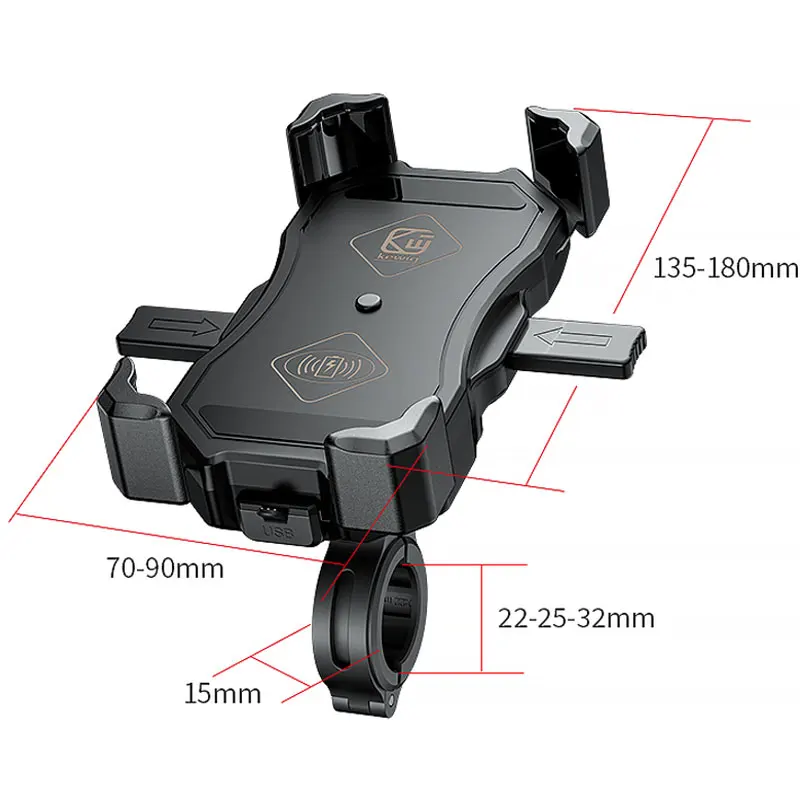 

Motorcycle Phone Holder 15W Wireless Smart Charger QC3.0 Wire Charing 2 in 1 Semiautomatic Stand 360 Degree Rotation Bracket