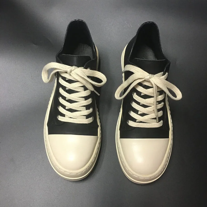 Men Casual Thick Platform Genuine Leather Shoes Male Women Couple Streetwear Hip Punk Gothic Red Black Cow | Обувь