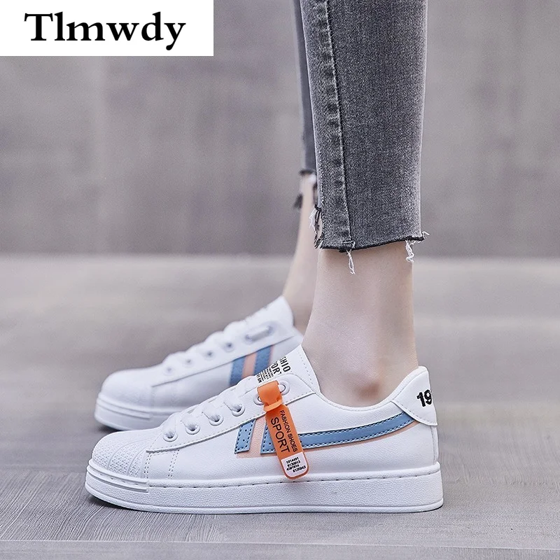 

2021 Woman Sneakers Fashion Women's Shoes Color Matching Shallow Mouth Vulcanized Shoes Spring Comfortable Lace-up Casual Shoes