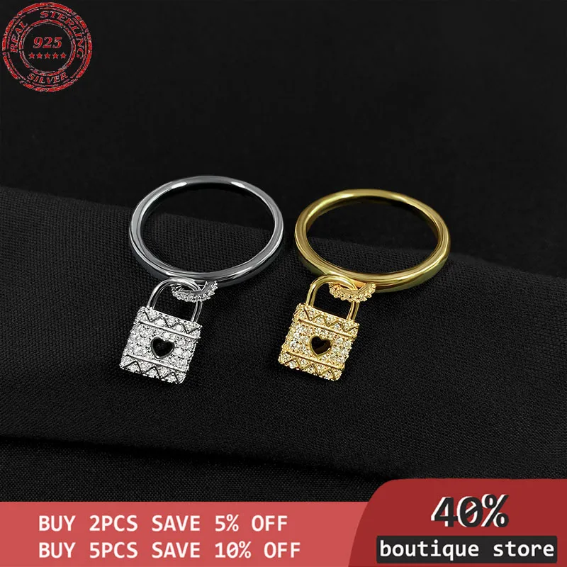 

S925 silver zircon love lock female personality ring new fashion wild temperament brand luxury jewelry