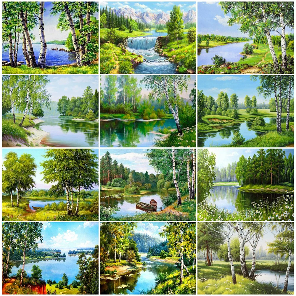 

5D DIY Lanscape Diamond Painting Cross Stitch Full Square Round Drill Embroidery Colorful Handmade Room Wall Decor Craft
