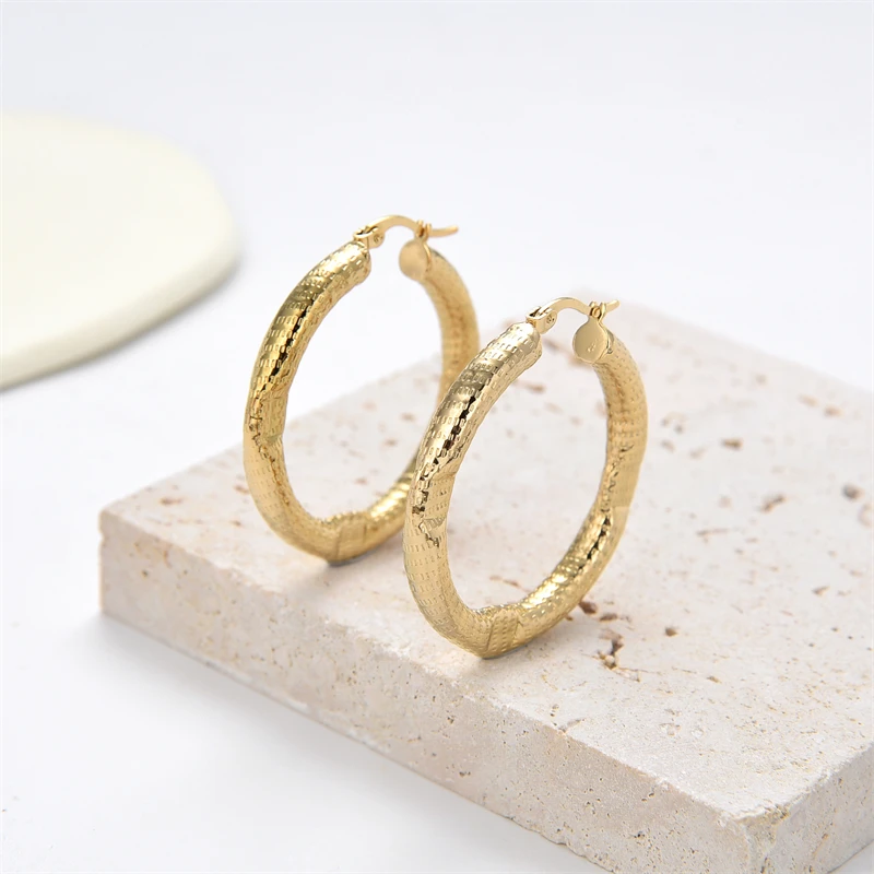 

FYSARA New Fashion Round Hoop Gold Earrings For Women Gold Round Earrings Luxury Jewelry For Wedding Anniversary Gift Acessories