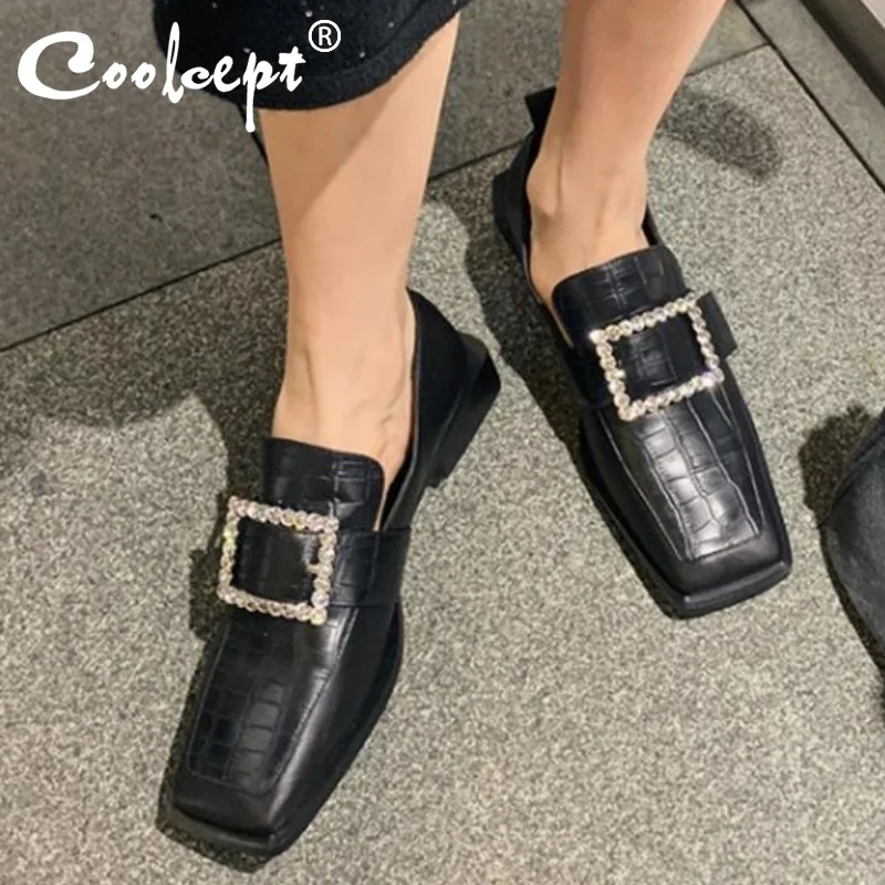 

Coolcept новый дизайн, женские туфли-лодочки из натуральной кожи, женские туфли с кристаллами, модная крутая обувь вечерние, женская обувь, разм...