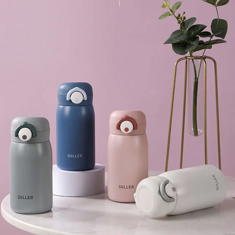 Милый мини термос Diller 320 мл Термокружка для воды вакуумная фляжка из нержавеющей