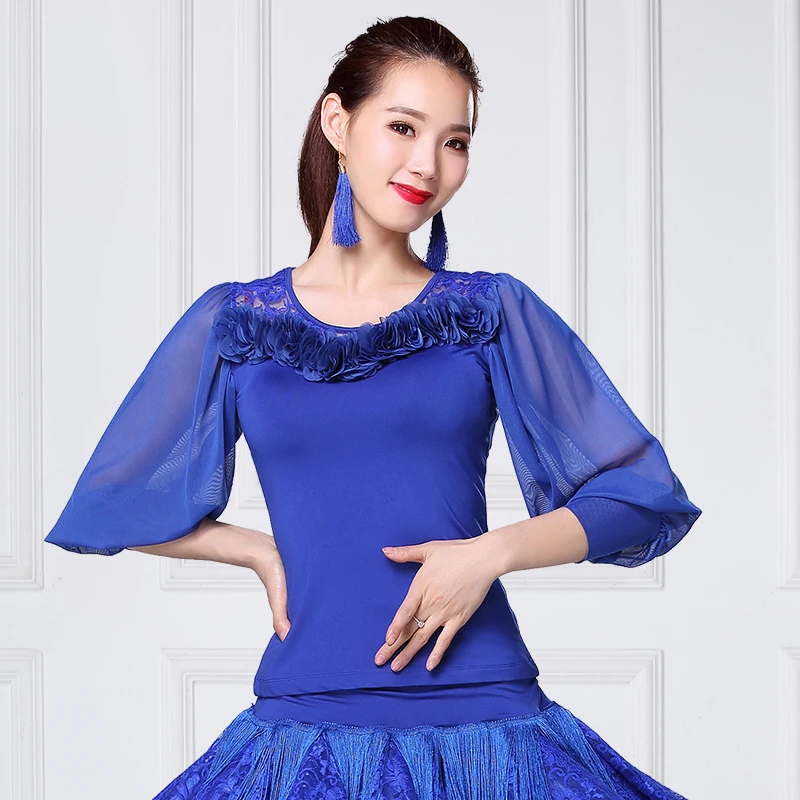 Рубашки для бальных танцев взрослых Стандартный Топ Женская испанская Одежда