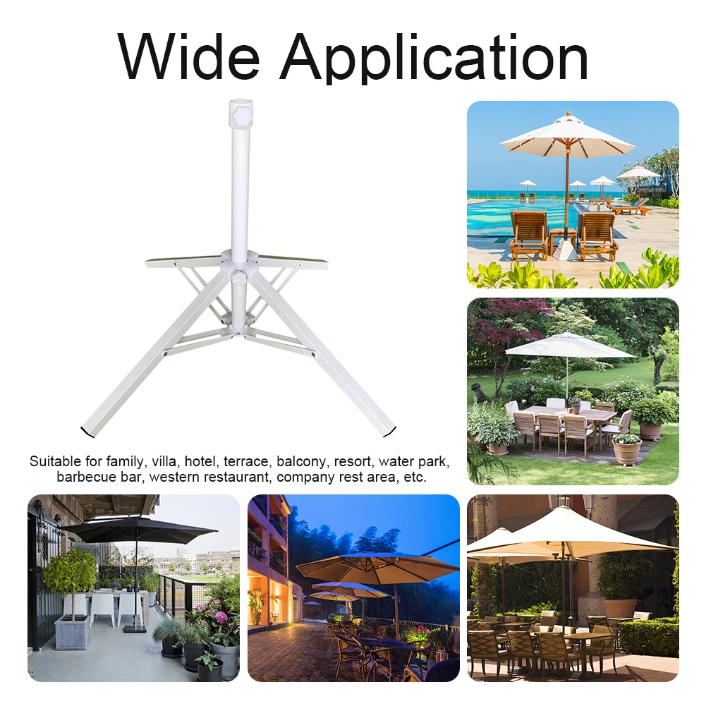 

Garden Parasol Sun Umbrella Base Fixed Heavy Duty Fishing Seat Durable Outdoor Patio Stand Steel Pole Portable Folding Cross