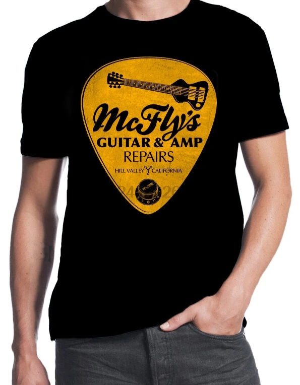 

Back To The Future Inspired McFly Guitar Repairs 80 Comedy Blk Movie T-Shirt