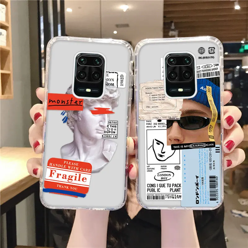 

Case For Xiaomi Redmi Note 10 Pro Case Art Label Soft Funda Redmi Note 9 Pro 10S 8 8T 9A 9 9C 9T 9S Poco X3 Pro M3 F3 NFC Cover