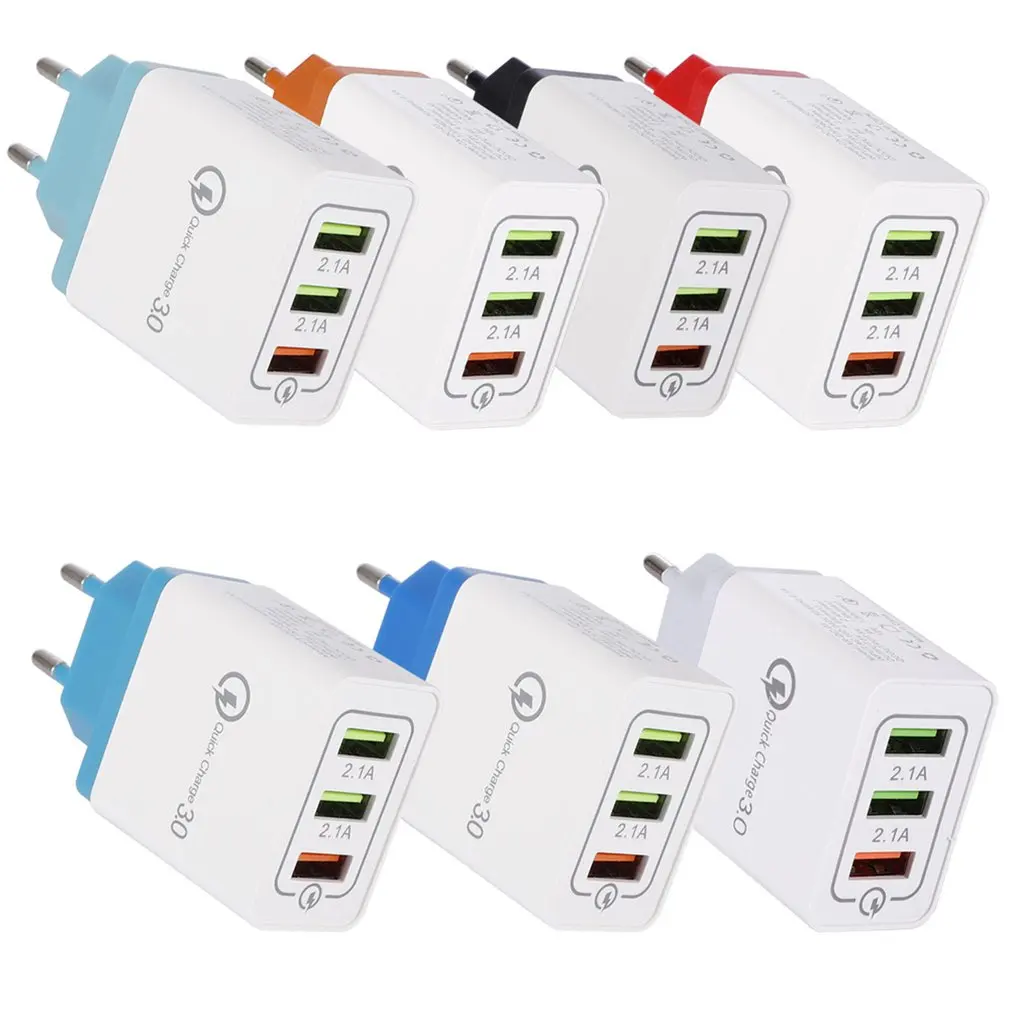 Multi Interface 5V 9V 12V Smart Phone Charger Head 3USB QC3.0 Mobile Fast Charging | Бытовая техника