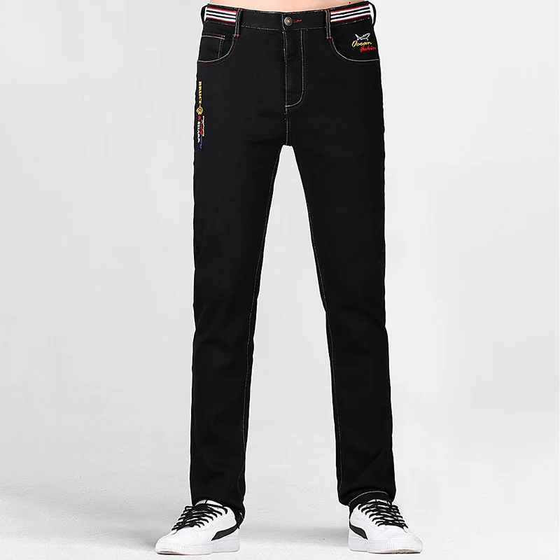 Джинсы мужские с эффектом потертости Брюса и акулы модные повседневные