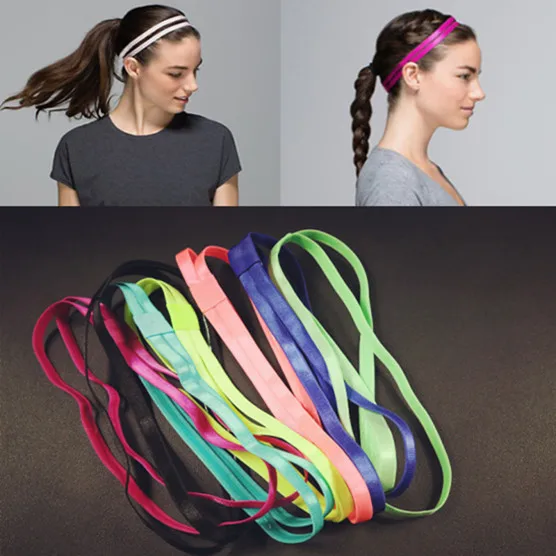 Женская повязка для волос двойная спортивная на голову с противоскользящей