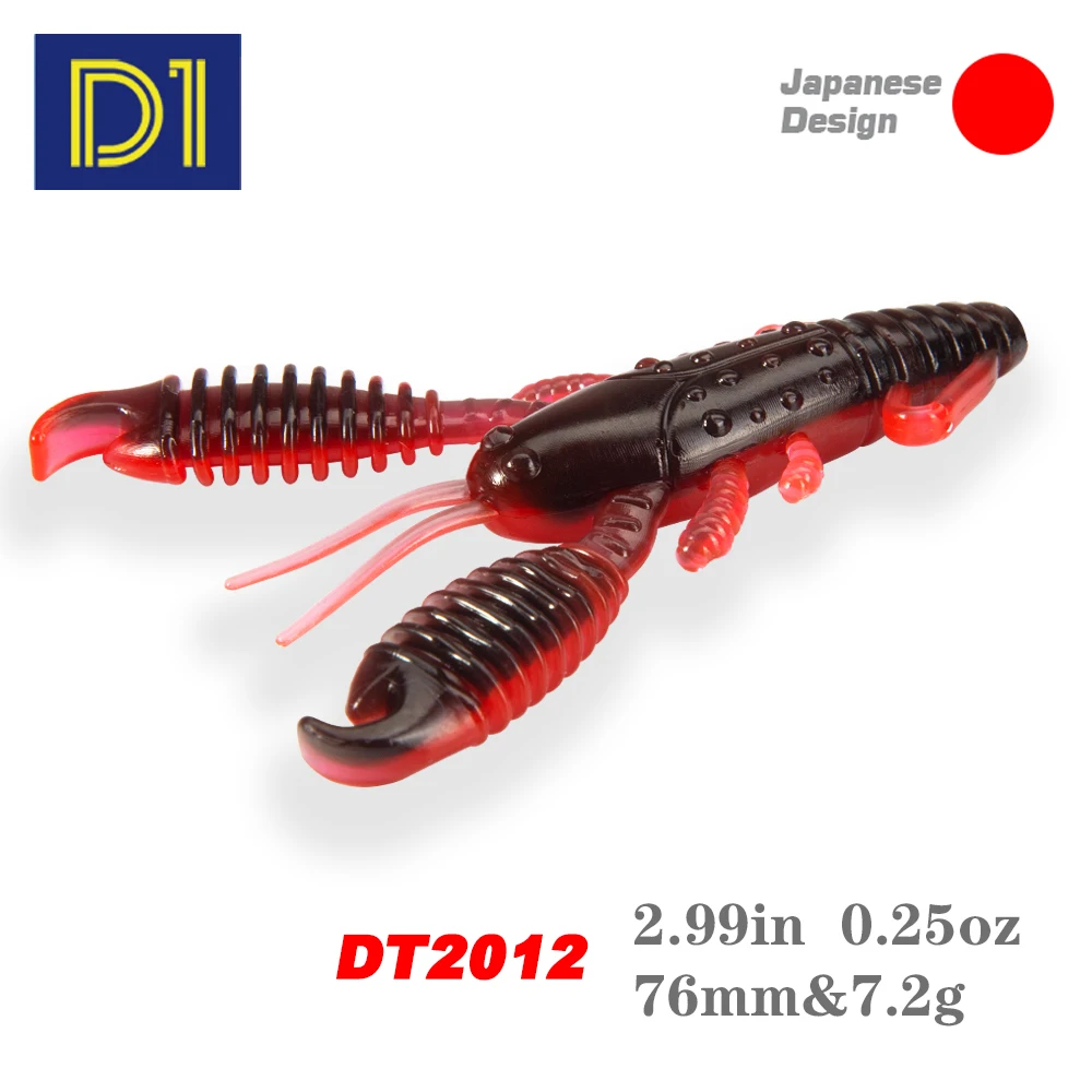 

D1 Bionic Soft Lure 4pcs Jerkbait Artificial Shrimp 76mm 7.2g Fishing Bait for All Freshwater Bass Silicone Bait Wobber Swimbait