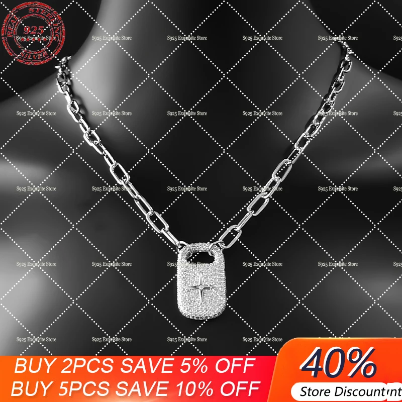 

S925 Sterling Silver Star Chain Necklace Six-pointed Star Tag Buckle Clavicle Chain Fashion New Luxury Brand Monaco Jewelry