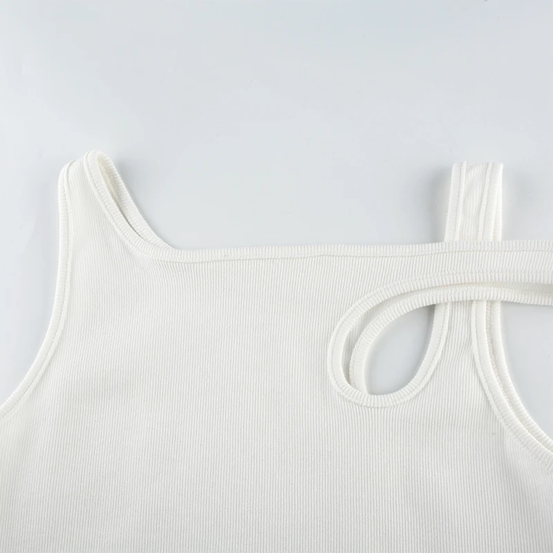 

YICIYA sleeveless summer white Sleeveless T-shirt bandage hollow out ribbed crop tops t-shirts fashion Fitness Mini sports vest