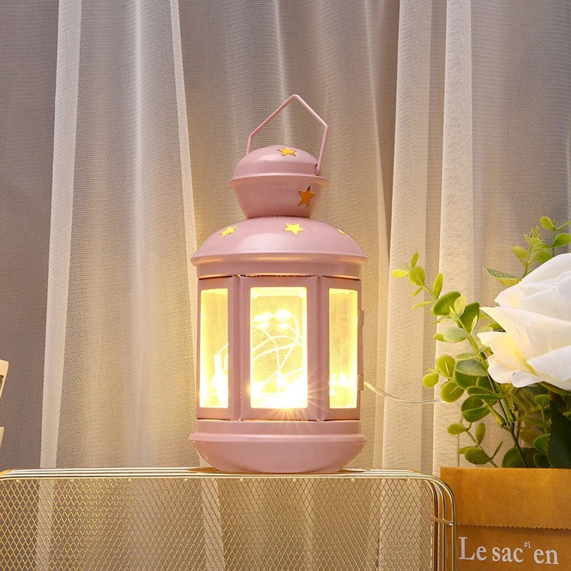 Retro Iron Star Candlestick European Romantic Wedding Candle Holder Lantern Pink Decor | Дом и сад