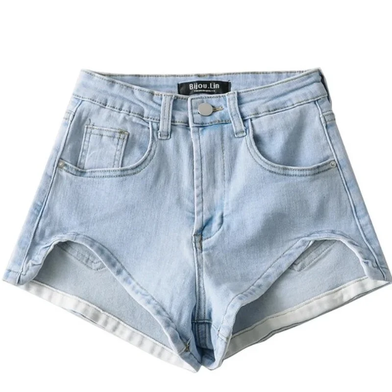 

2021 Summer Women Shorts Casual Denim Shorts High Waist Short Jeans Women Vintage Hot Shorts Black Blue Jeans Irregular Fashion
