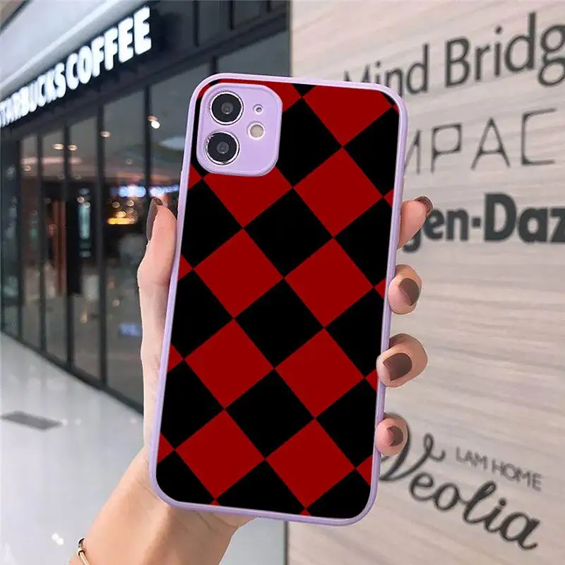 

Checkerboard flame Phone Case Matte Transparent for iPhone 7 8 11 12 s mini pro X XS XR MAX Plus cover funda