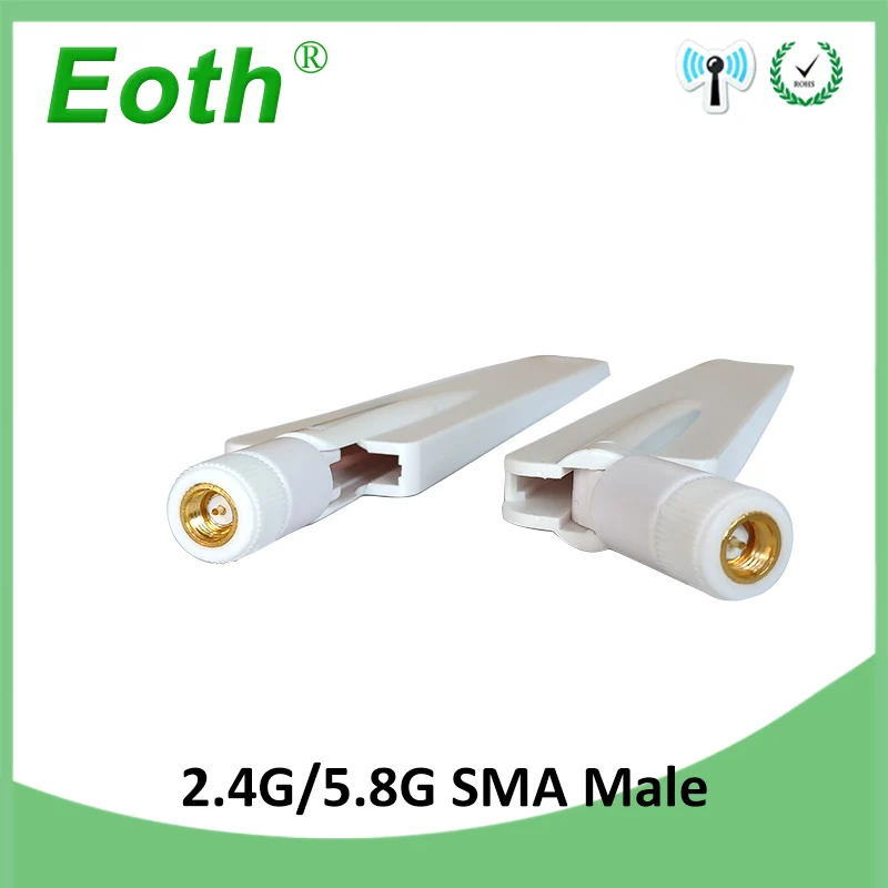 EOTH 5pcs 2.4g 5.8g antenna 8dbi sma male wlan wifi dual band antene iot module router tp link signal receiver antena high gain